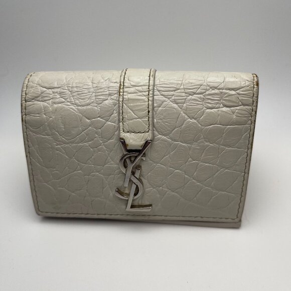 Yves Saint Laurent Leather Key Case w/ Silver tone Hardware-Off-White -Preowned - Picture 2 of 9